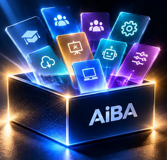 A glowing AiBA box full of program tiles